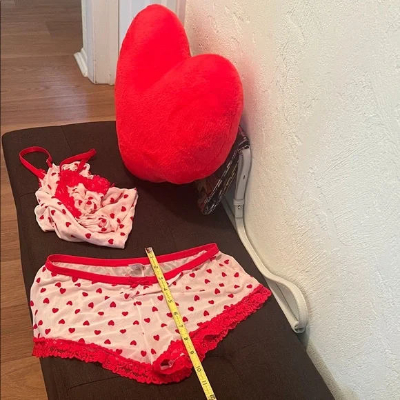 #1274=Red Heart Print Women's Sleepwear Set - Picture 6 of 8